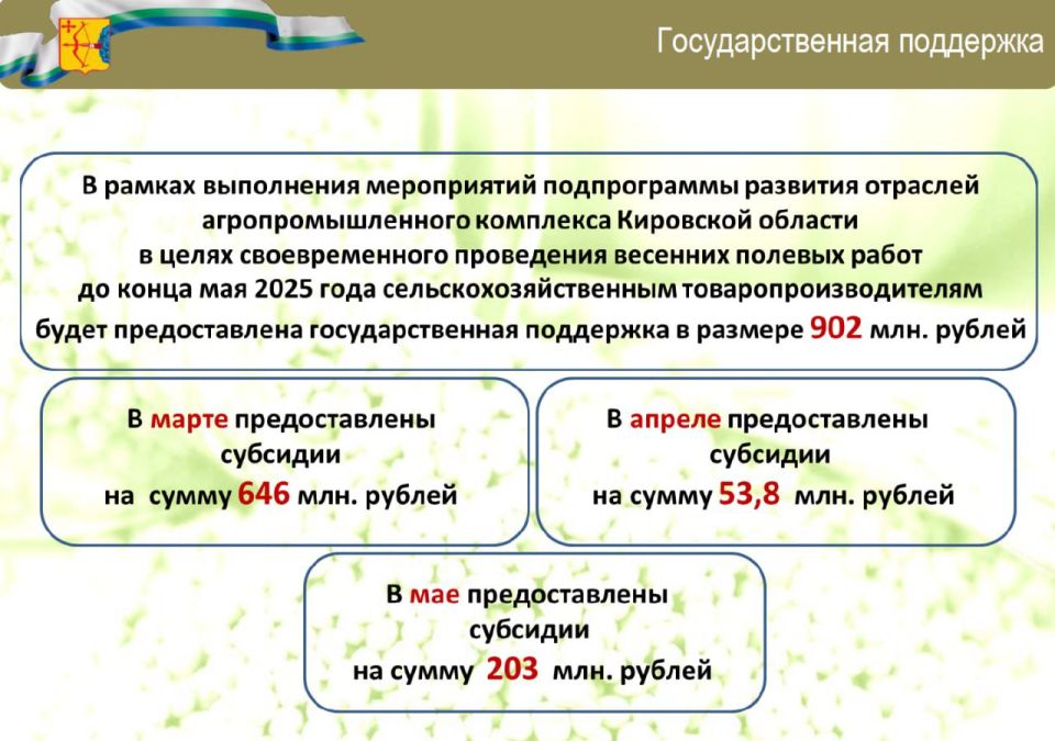 Из доклада заместителя председателя правительства Кировской области Юрия Терешкова
