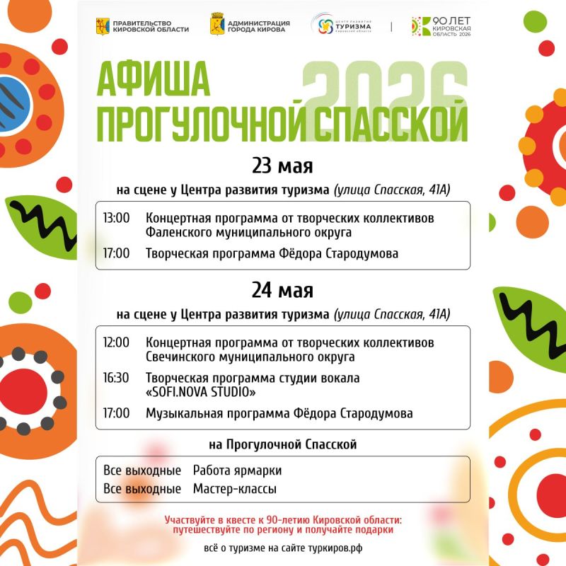 В выходные, 23 и 24 мая, на Прогулочной Спасской развернётся программа сразу от двух муниципалитетов