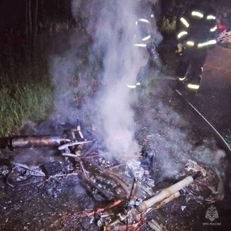 В Верхошижемском округе после столкновения с лосем загорелся мотоцикл В Верхошижемском округе после столкновения с лосем загорелся мотоцикл