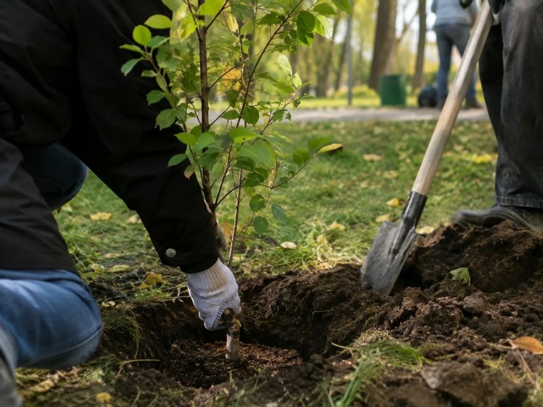 В Кирове высадили 33 дерева в парке Молодежном