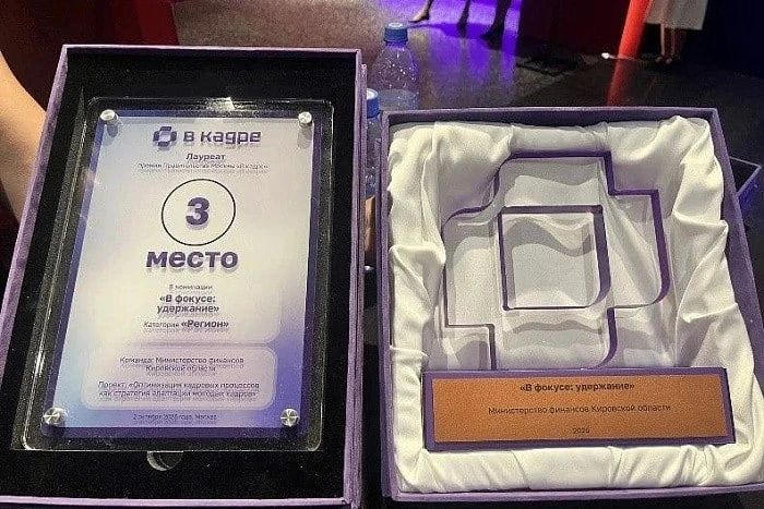 Минфин Кировской области получил диплом премии «В кадре»