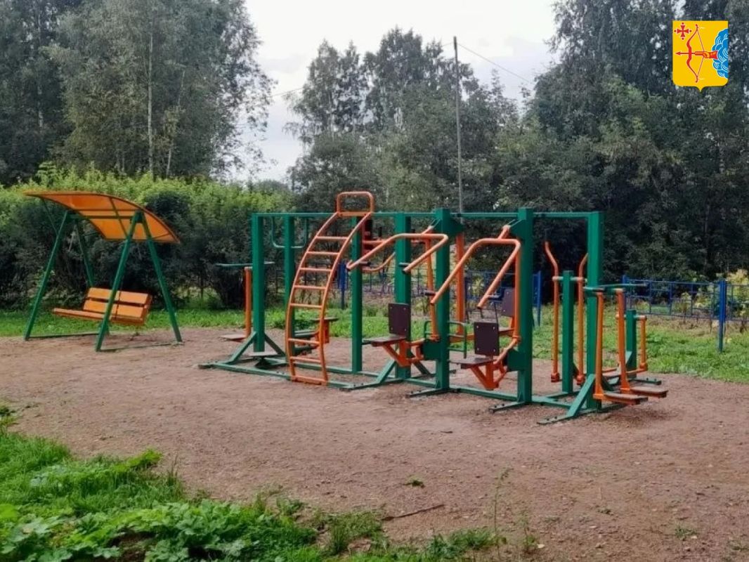 В парке деревни Петруненки Фаленского округа появилась современная спортивная площадка с уличными тренажерами