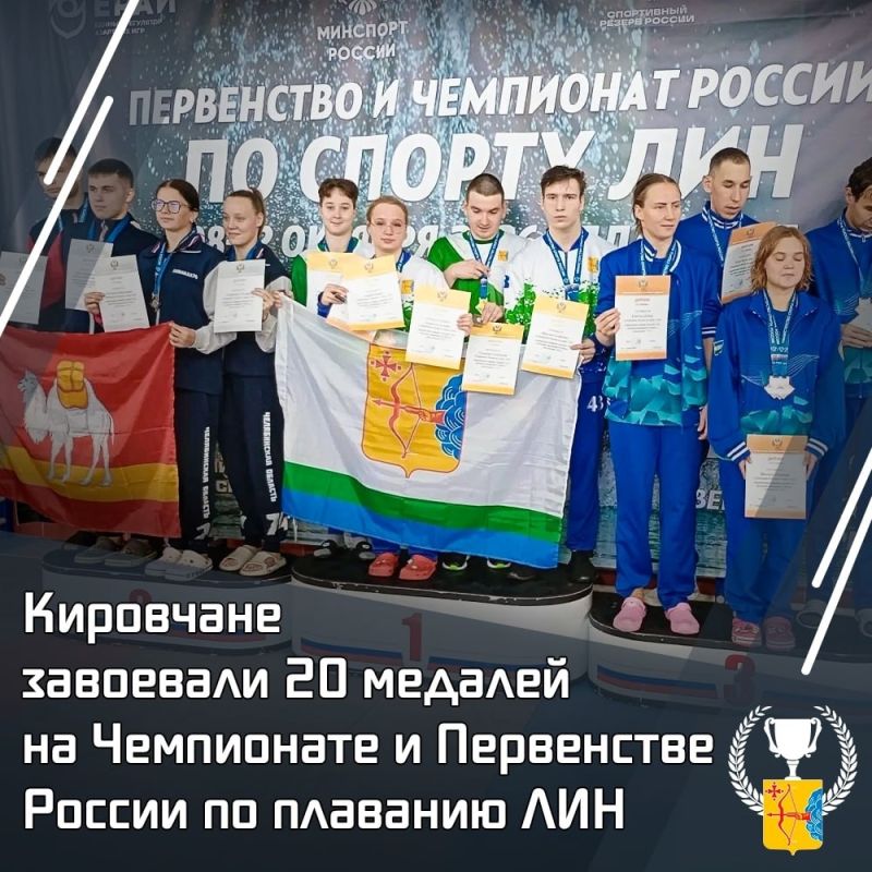 Кировские пловцы завоевали 20 медалей на Чемпионате России по плаванию ЛИН
